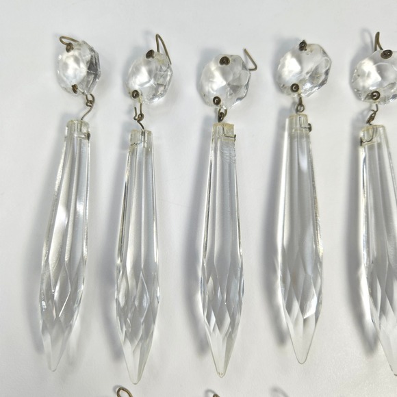 20 Vintage Glass Crystal Spears Prisms Faceted Icicle Pendant Lamp Chandelier - Picture 2 of 7